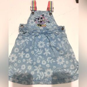 Disney Blue Floral Denim Overalls